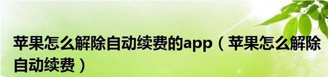 苹果手机自动续费应用的退订方法（如何取消苹果手机自动续费应用）