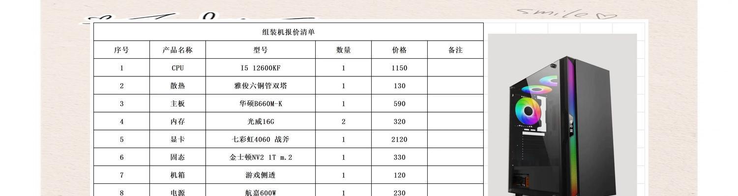 组装电脑配置清单表推荐？如何选择适合自己的电脑配置？
